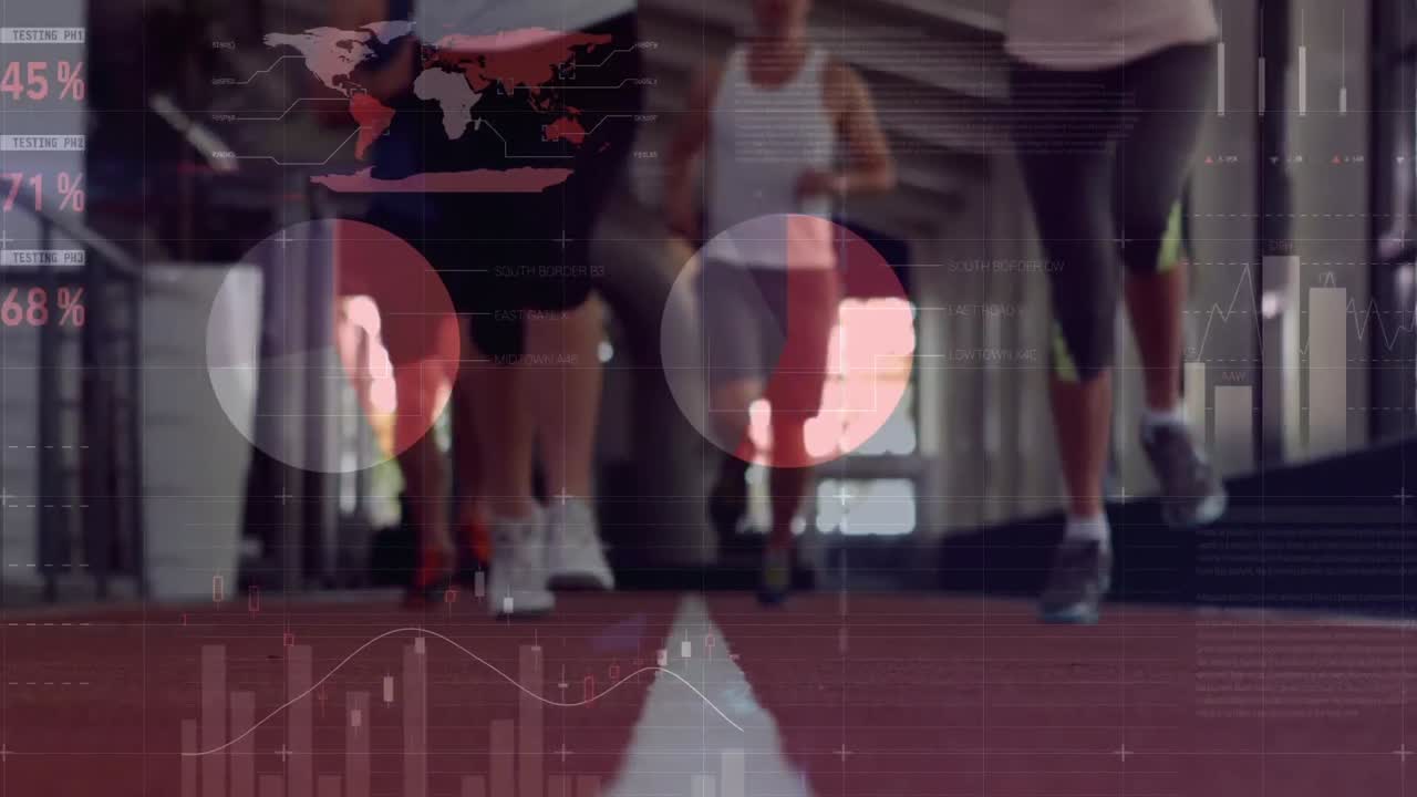 animación del procesamiento de datos sobre diversos deportistas que corren