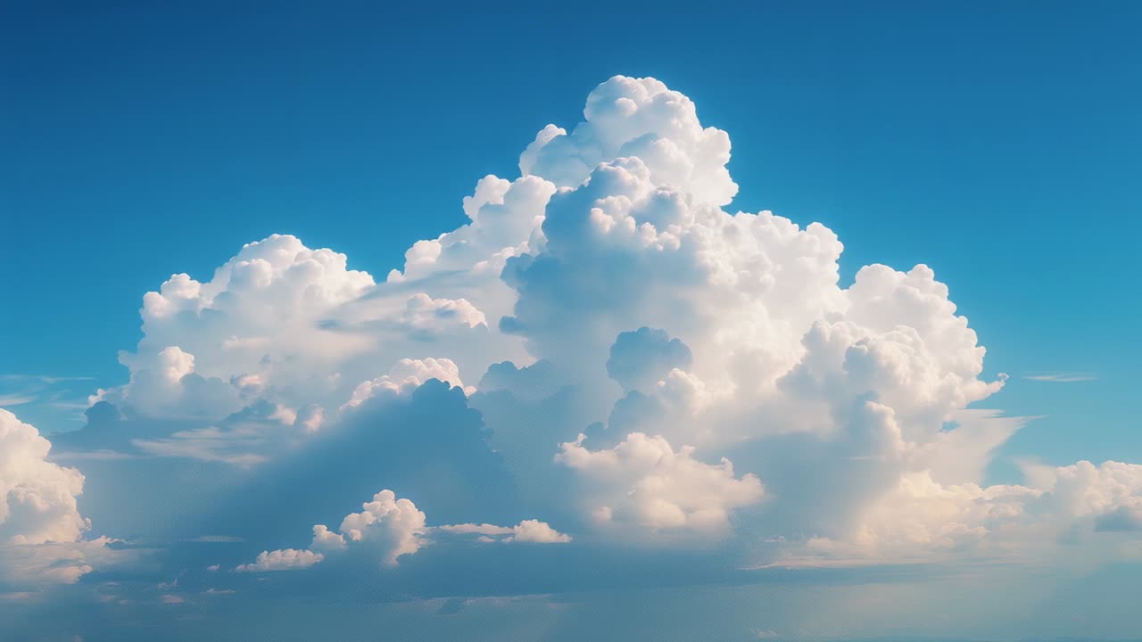 Rising cloud cluster shifting shape under changing sunlight in high altitude sky, with vapor wisps