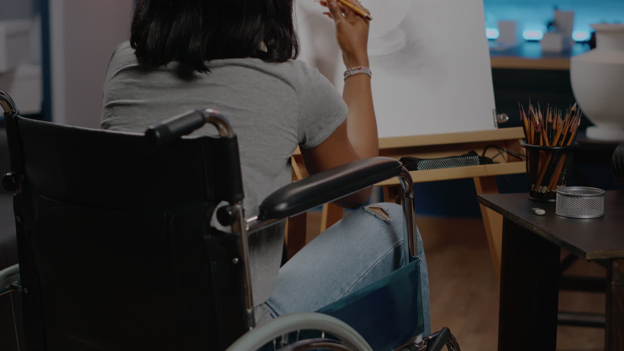 Close up of african american woman in wheelchair