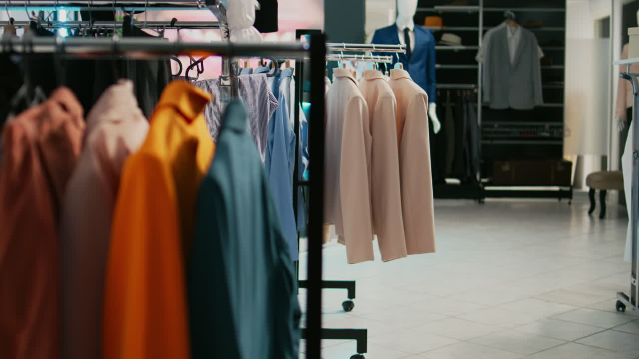 Clothing Store Interior with Fashion Apparel on Racks