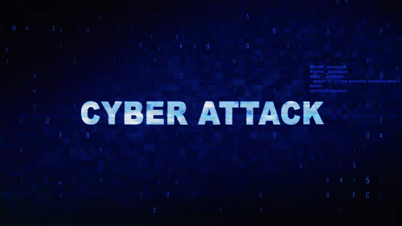 Cyber attack text digital noise twitch and glitch effect tv screen loop animation background login