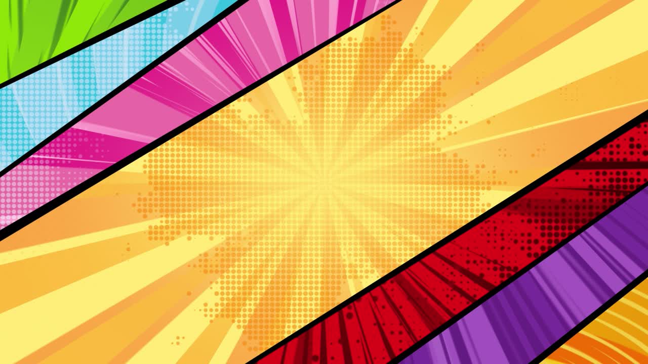 fondo de arte pop con puntos y líneas de velocidad.