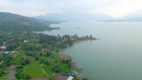 beautiful morning pawna lake 180d drone view in maharashtra