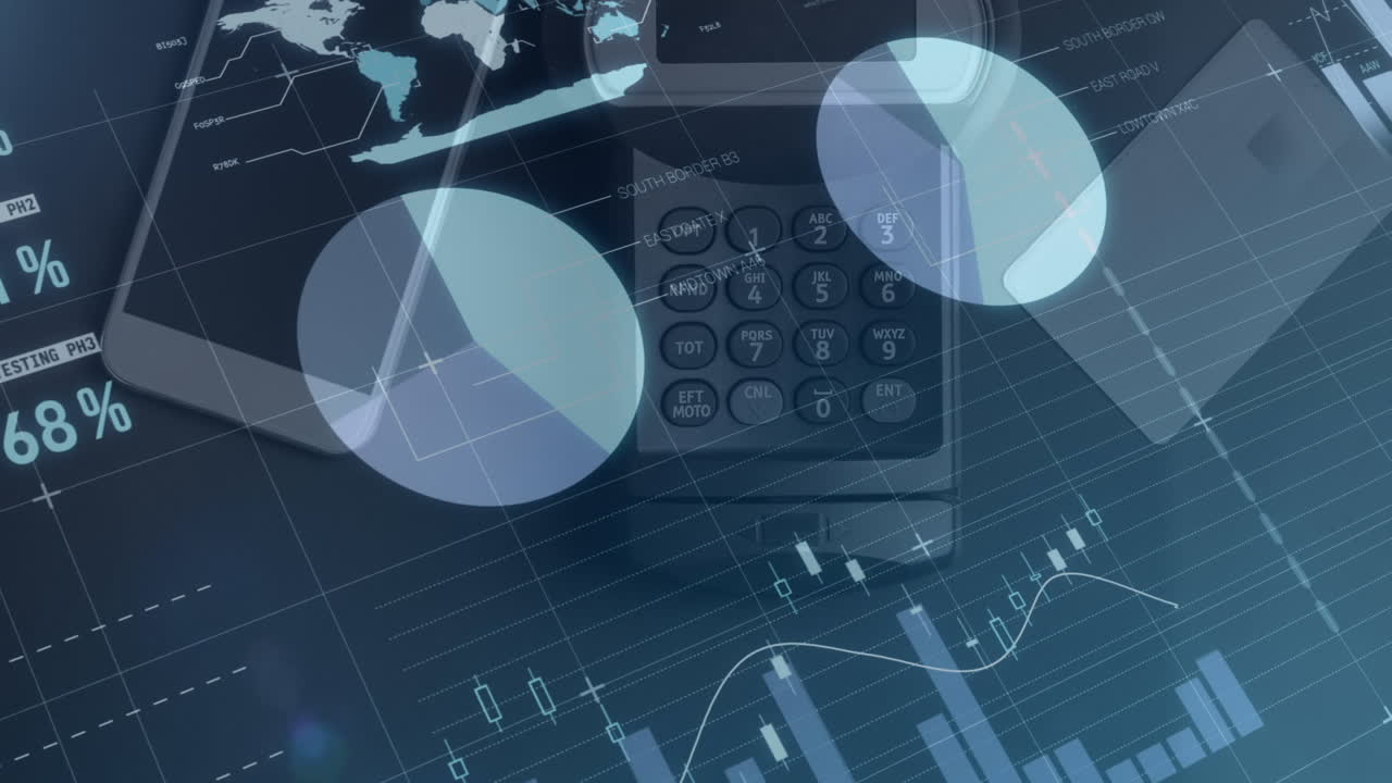 Digital animation of statistical data processing over grid network against credit card machine