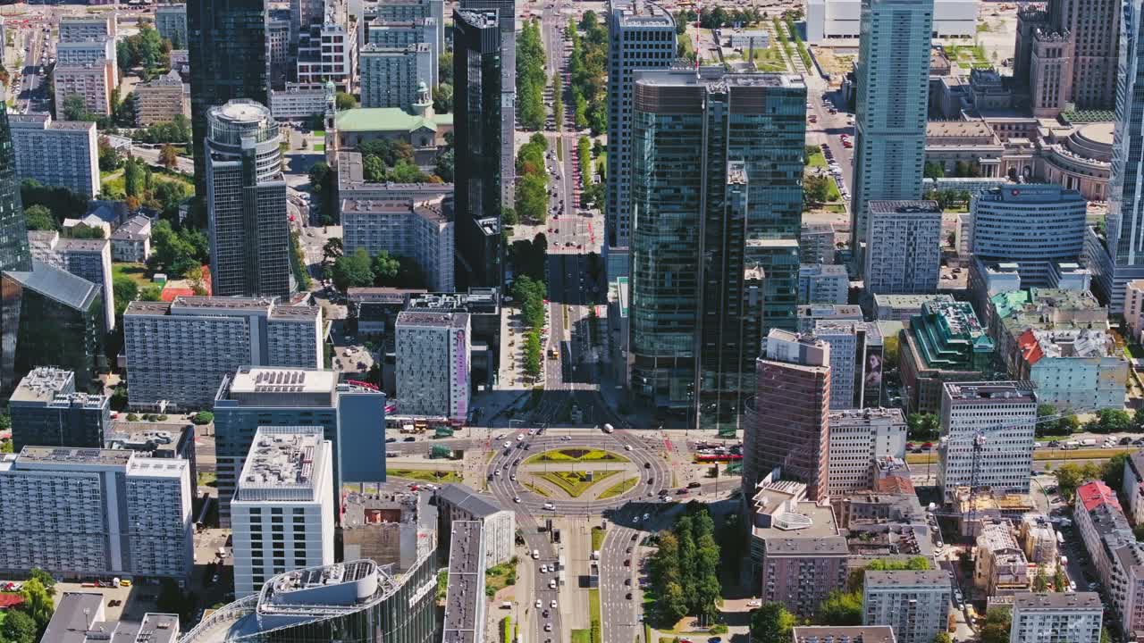 Cinematic Warsaw telephoto view, geopolitical tension, security and unity