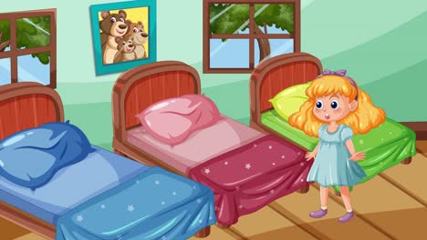 goldilocks explores and tests three different beds