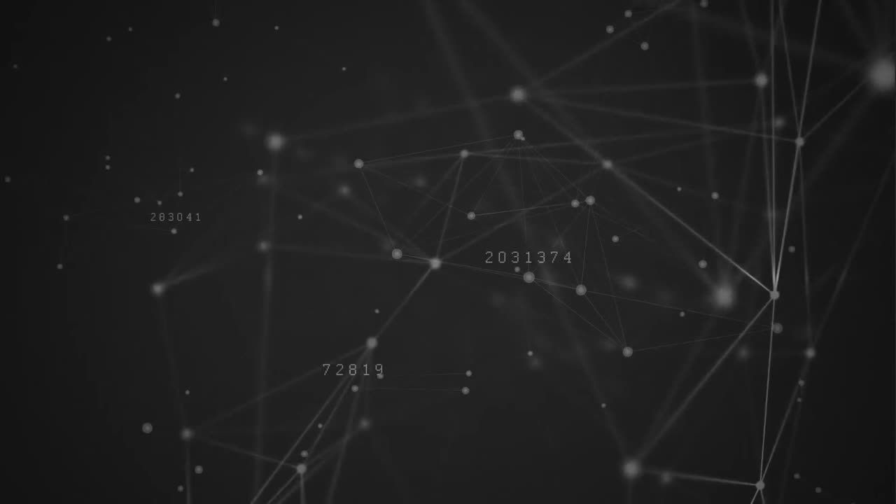 네트워크 연결의 애니메이션 데이터 처리 및 검은 바탕에 통계 기록