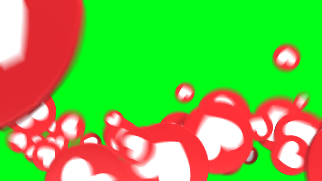Animated hearts on a green screen