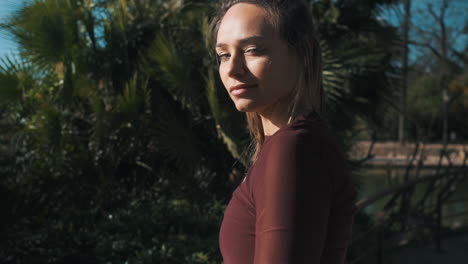 caucasian woman outdoors.