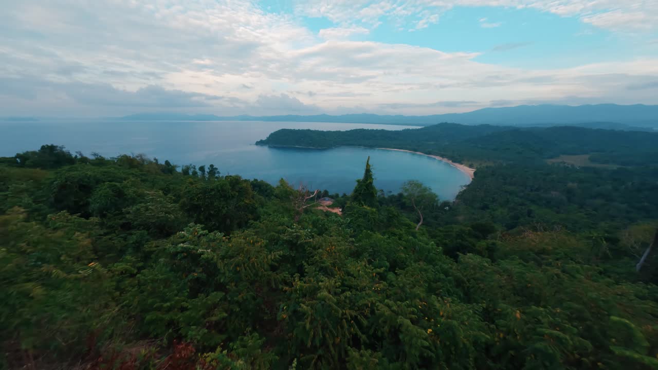 FPV Drone Flight Along Rugged Tropical Coast at Hundred Steps Beach in San Vicente, Palawan, Philippines – Cinematic Horizontal Aerial View