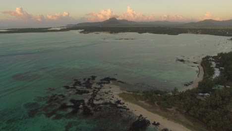 blue lagoon and mauritius coastline aerial view