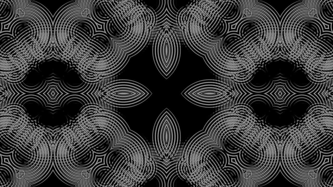 patrón geométrico línea monocromática animación de caleidoscopio