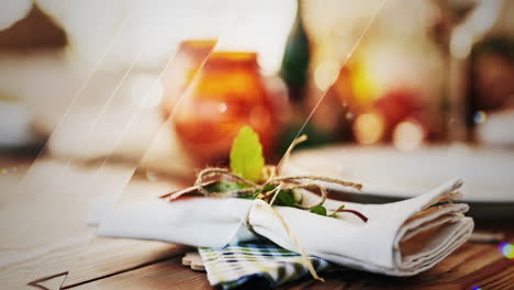 rustic table setting with white napkins