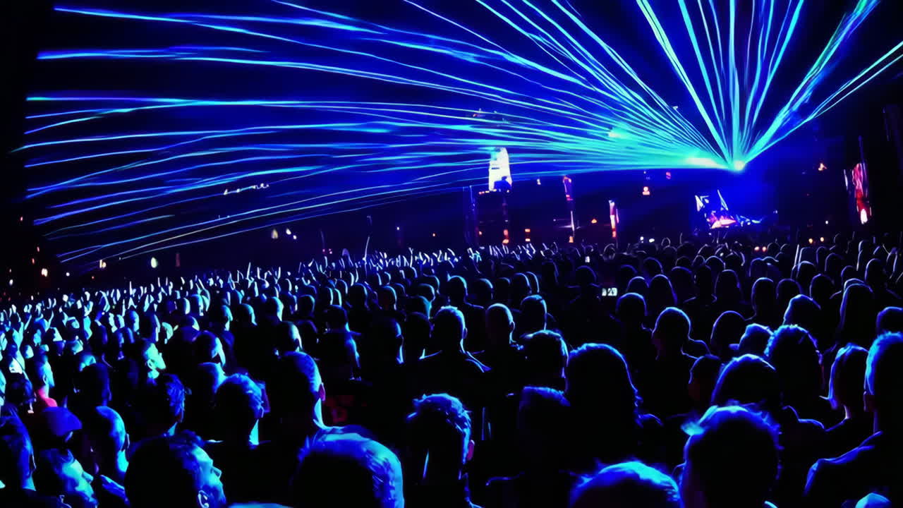 Crowd at a Concert with Laser Show