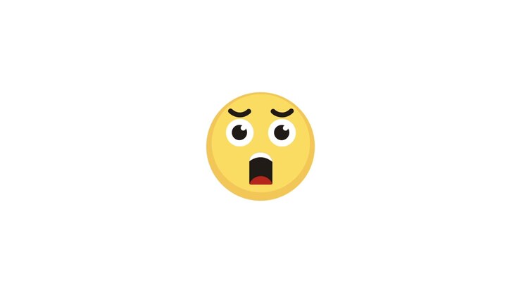 Faccia emoji gialla animata che mostra uno sbadiglio e un'espressione triste