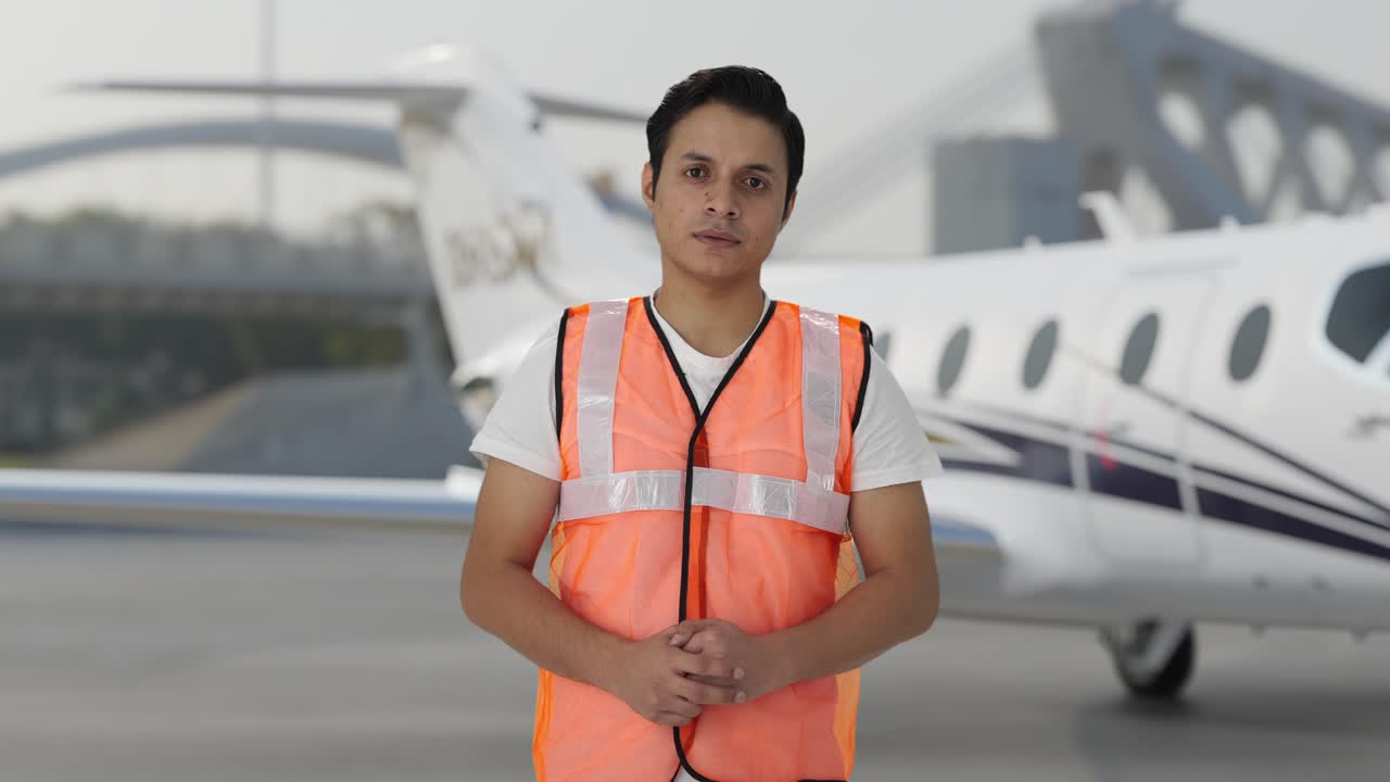 trabajador del personal de tierra del aeropuerto indio