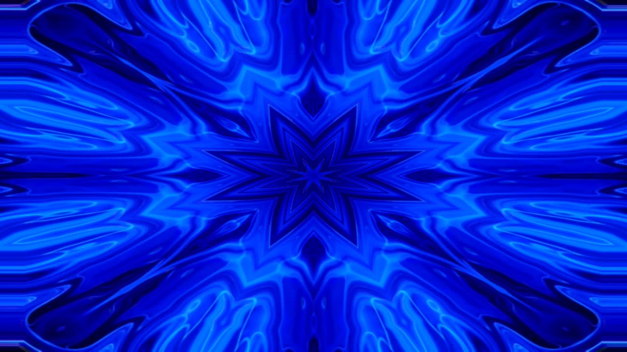 único colorido caleidoscopio fractal patrón de mármol azul fondo de movimiento.