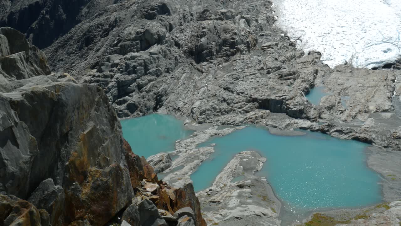 craggy peaks with alpine lake and glacier