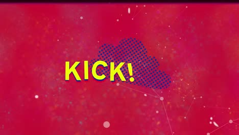 Animation-of-kick-text-over-shapes-on-red-background