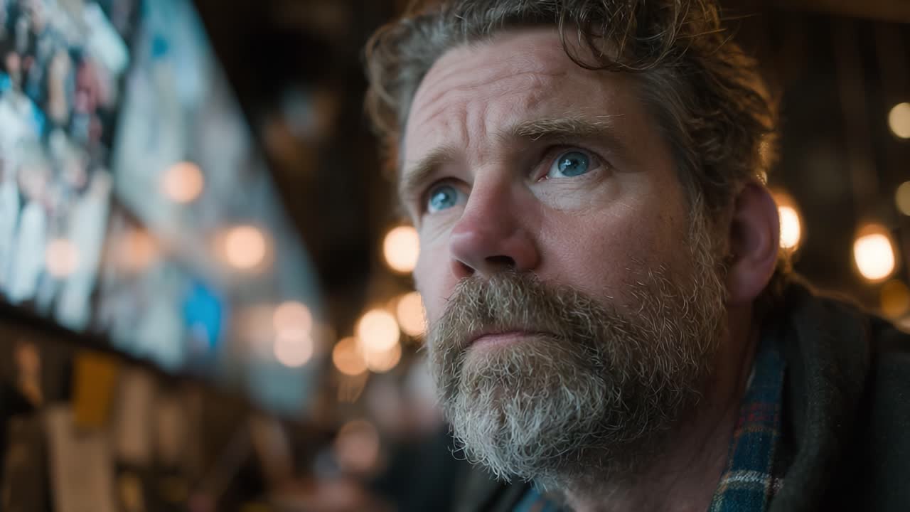 A Deep Reflection: Capturing Moments of Introspection and Emotion in a Dimly Lit Space with a Pensive Individual Portraying Contemplative Thoughts