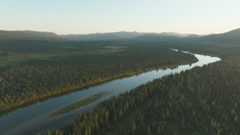 Stunning-drone-shot-of-the-breathtaking-Labrador-wilderness-at-sunrise