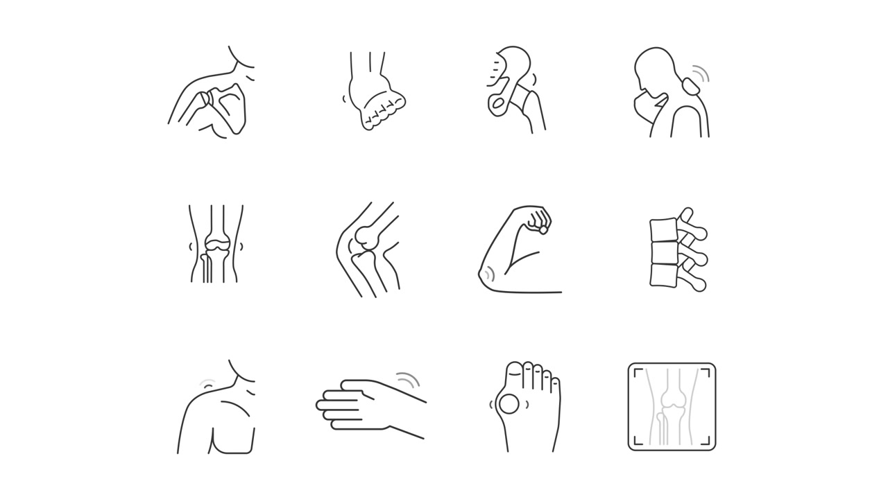 Animated Line Icons of Human Joint and Body Pain