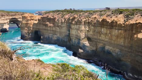 loch ard george in the great ocean road of melbourne, australia. waves beat against the rocks along the george.