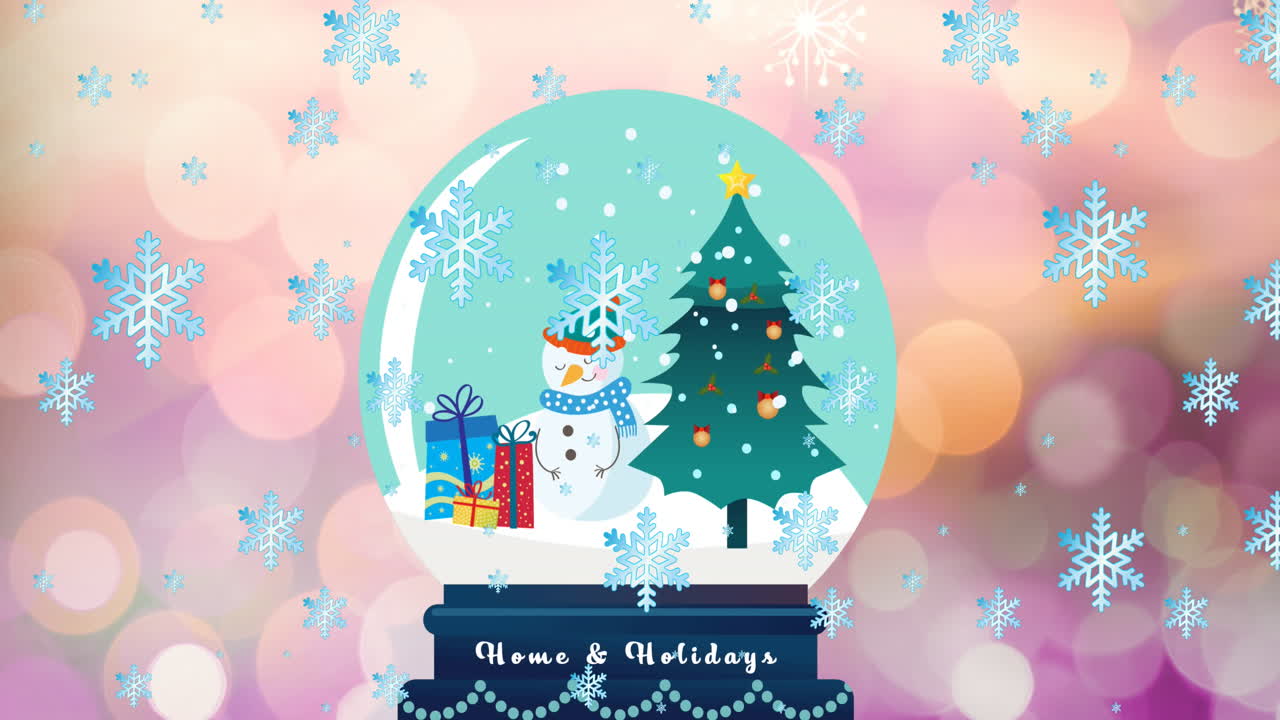 크리스마스에 눈이 내리는 스노우 글로브의 애니메이션