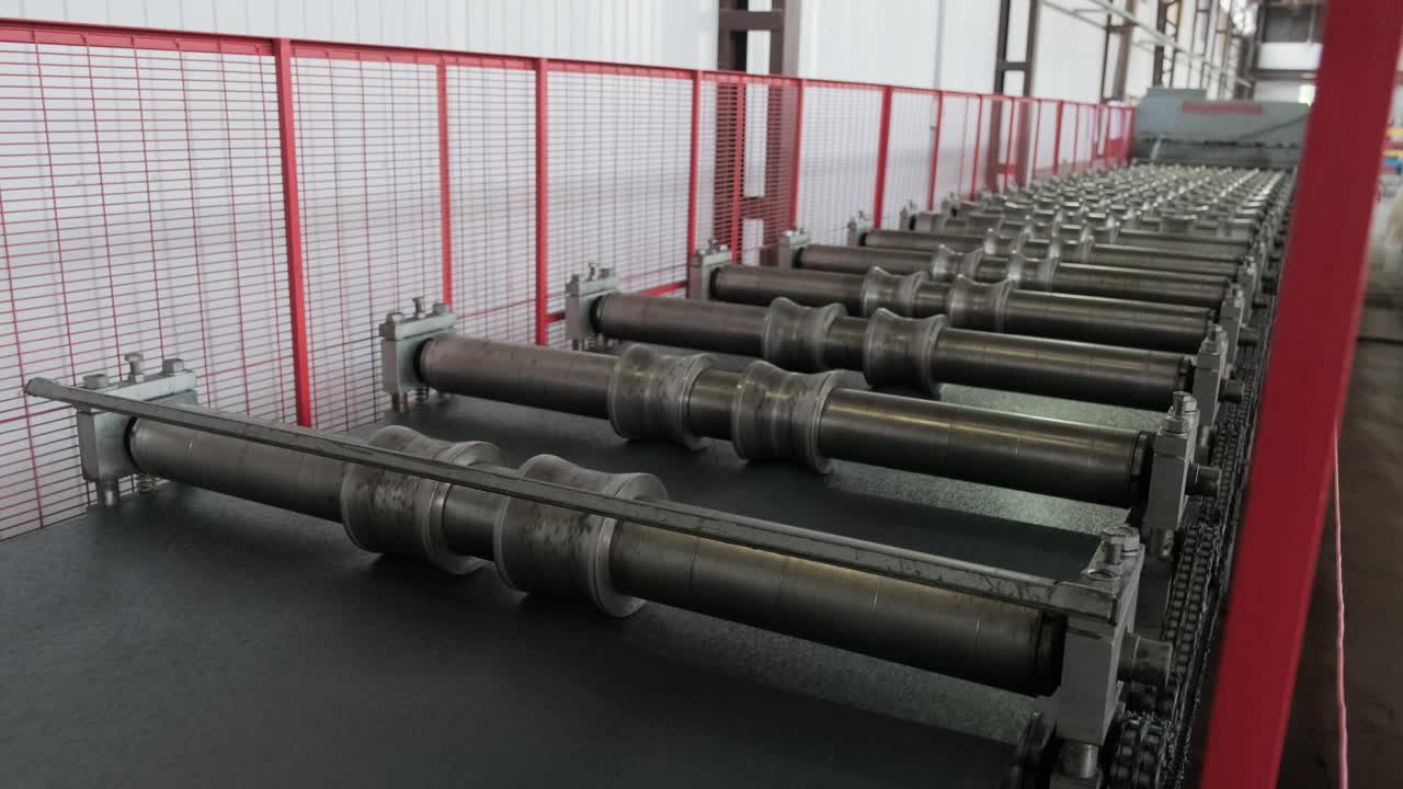 Metal sheet forming machine at the modern metalwork factory.