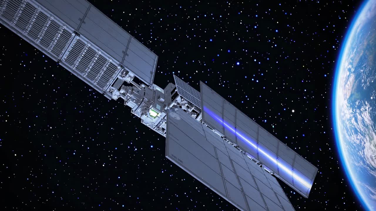 Satellite in Space with Earth in Background