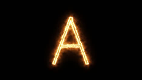 the letter "a" of burning flame. flaming burn font or bonfire alphabet text with sizzling fiery shining heat effect. 3d rendering.