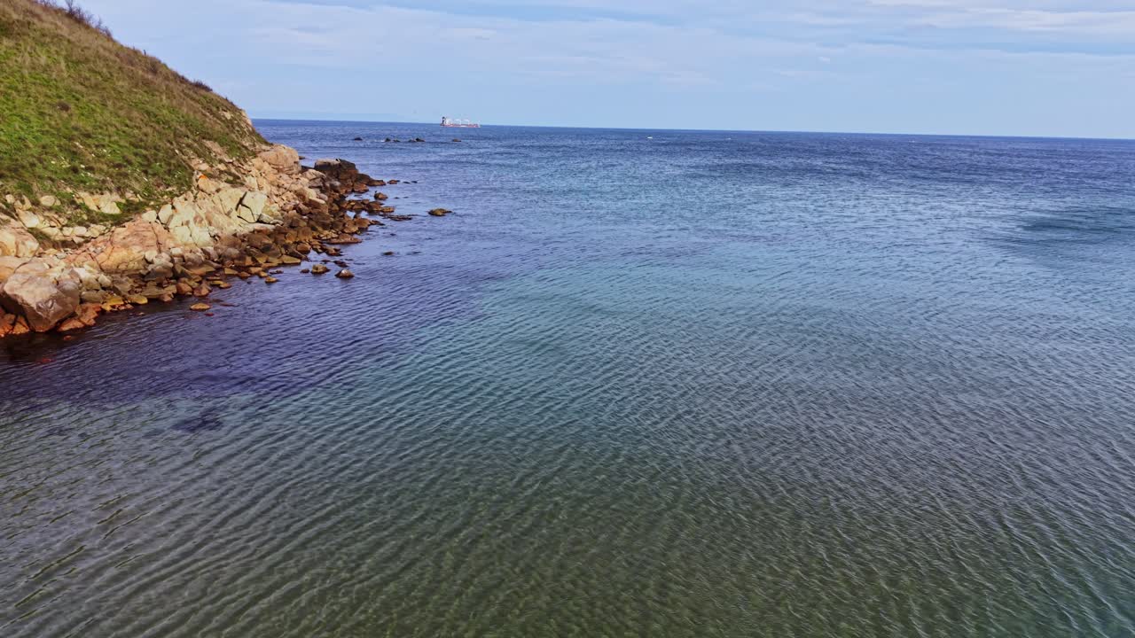 Stunning aerial view of the rocky coastline in Bulgaria at midday