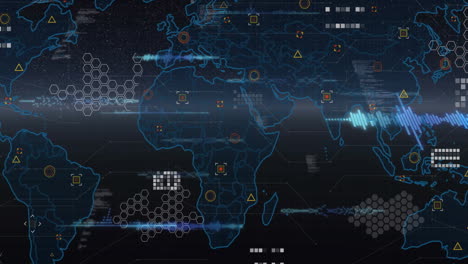 animation of network of connections over world map