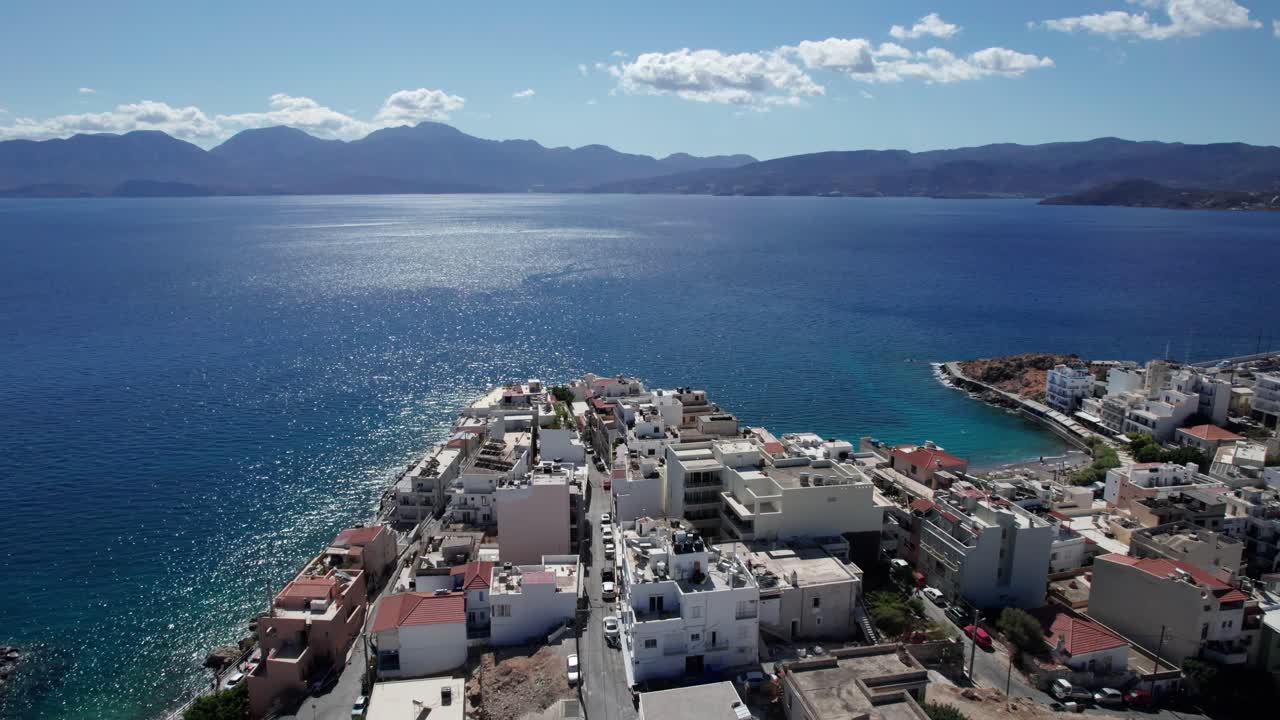 Aerial View of a Coastal Town in Crete, Greece