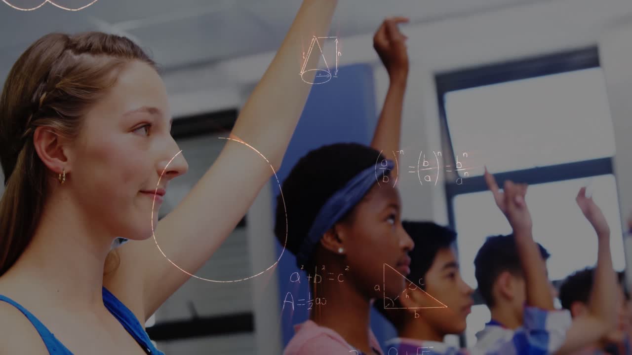 animación de ecuaciones matemáticas sobre escolares