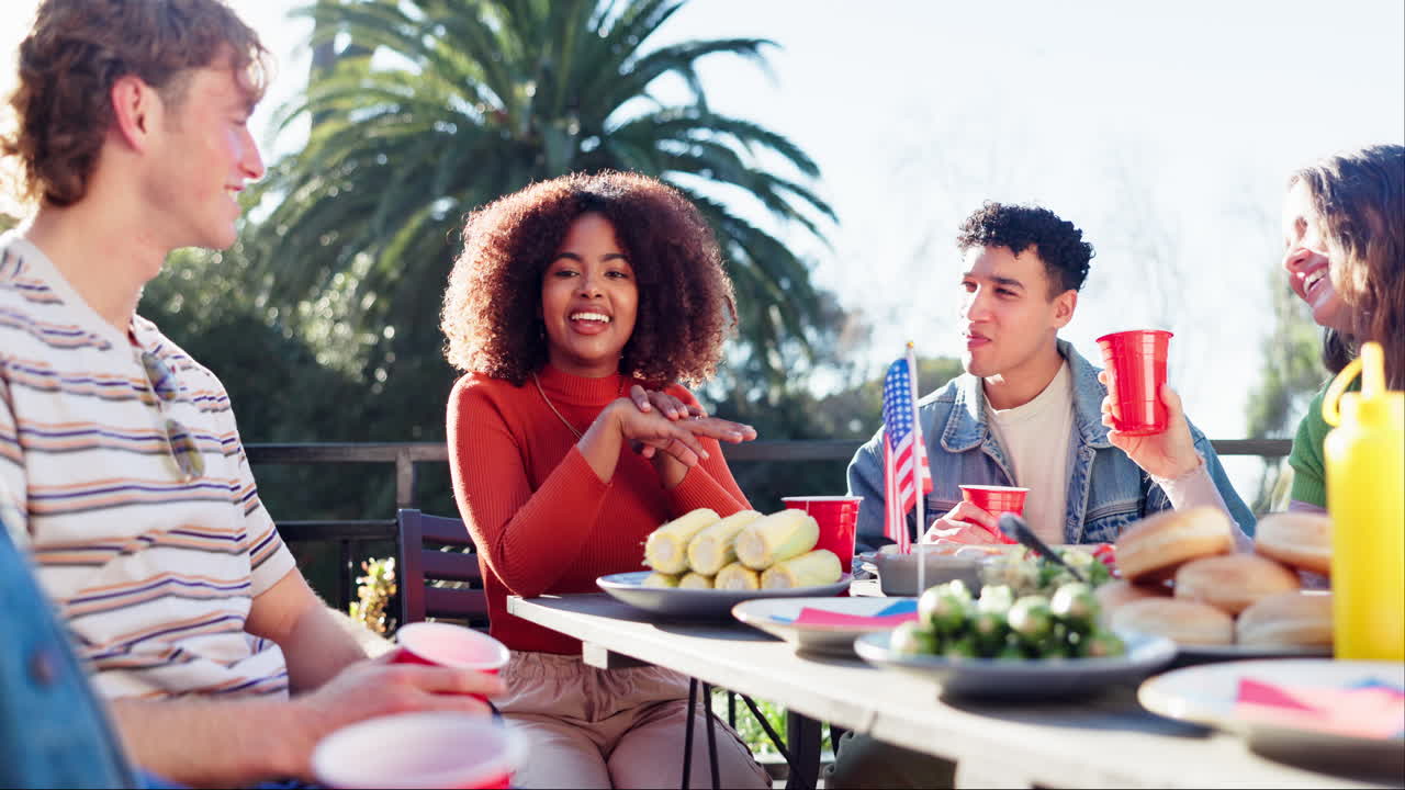 Friends gathering outdoors for a celebration