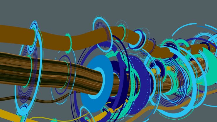 Trapano fantascientifico con figure geometriche che creano motivi