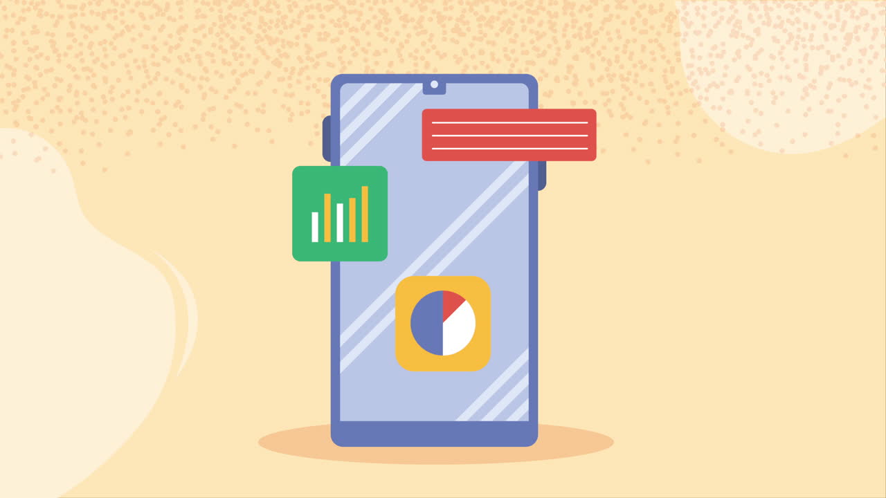 dispositivo de teléfono inteligente con animación de redes sociales