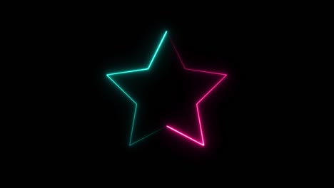 star colorful of neon line blaze glowing flashing animation loop moving random on a black background.