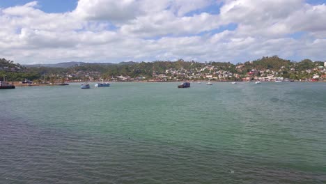 Aerial-flyover-PUENTES-SAMANA-bridge-over-ocean-in-Dominican-Republic