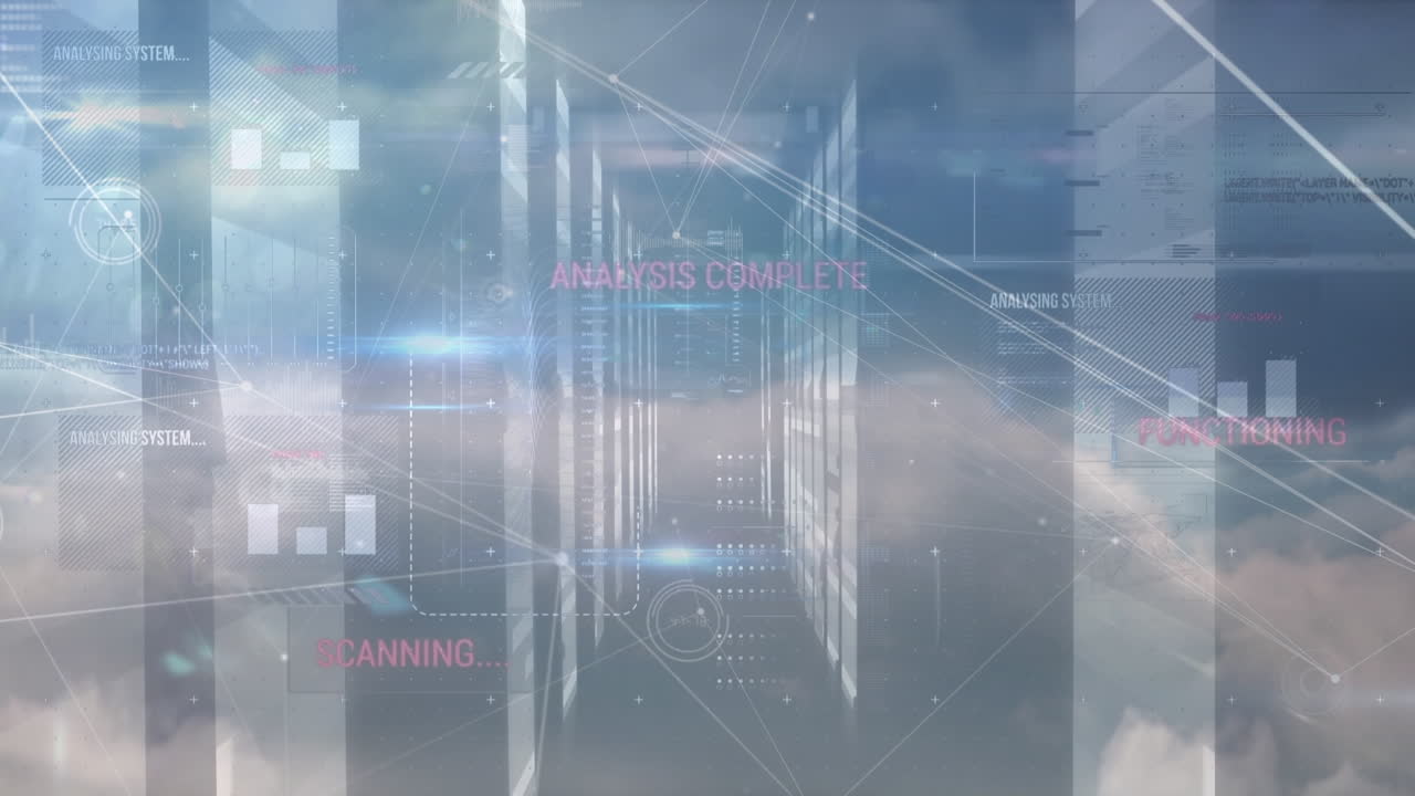 연결 네트워크와 서버를 통한 클라우드의 애니메이션