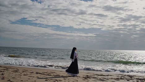 nun on the beach