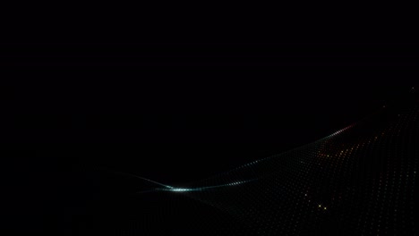 ondas de partículas digitales que fluyen con líneas y puntos de conexión en fondo negro. título abstracto animación borrosa oscura de líneas de partículas sin costuras. bucle sin costuras 4k 3d abstracto ciberespacio futurista.