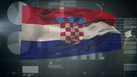 animation of flag of croatia over data processing