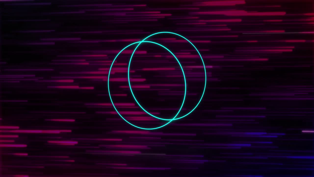 animazione di tracce rosse al neon che si muovono su cerchi.