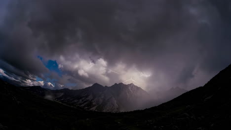 powerful thunderstorms and lightning strikes over majestic mountains