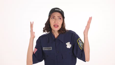 confused female police officer shrugging
