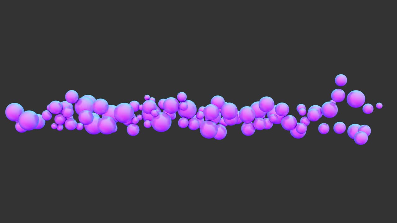 animación abstracta de la apariencia y el vuelo de las esferas