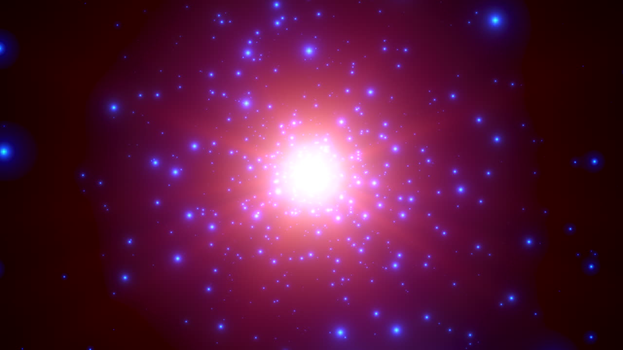 partículas púrpuras en movimiento y estrellas en el fondo abstracto de la galaxia 4