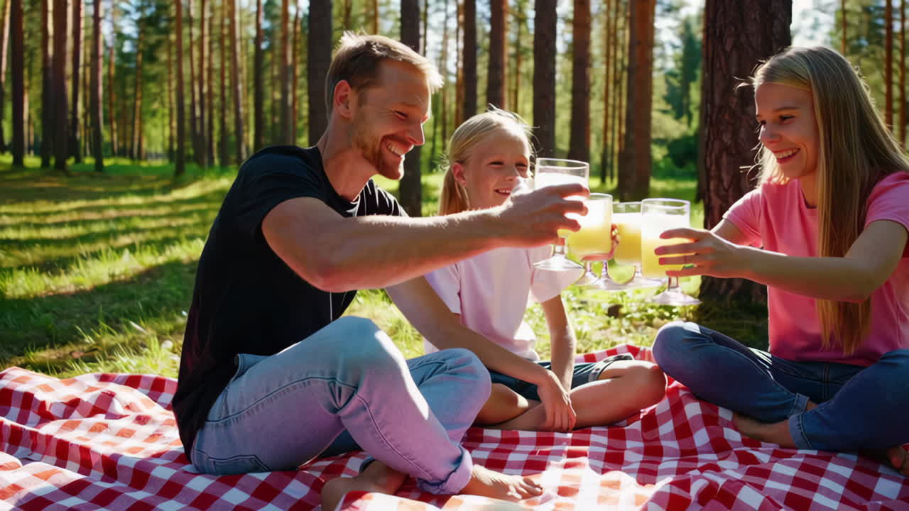 Familie picnic i skoven